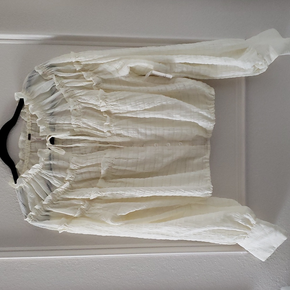 FREE PEOPLE RUFFLED LONG SLEEVE BLOUSE